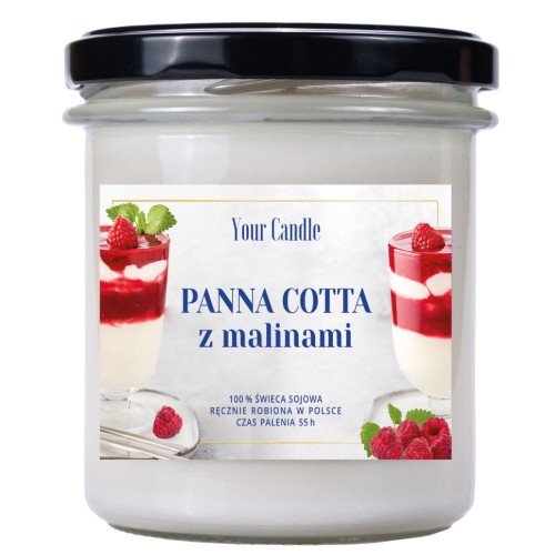 ŚWIECA SOJOWA PANNA COTTA Z MALINAMI 300 ml - YOUR CANDLE
