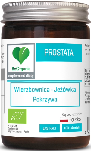 TABLETKI NA PROSTATĘ (WIERZBOWNICA, JEŻÓWKA, POKRZYWA) BIO 100 szt. - BE ORGANIC