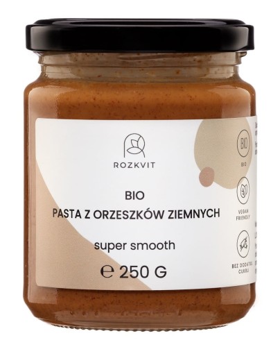 KREM Z PRAŻONYCH ORZESZKÓW ZIEMNYCH BEZ DODATKU CUKRÓW BIO 250 g - ROZKVIT