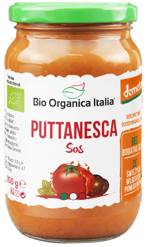 SOS POMIDOROWY Z OLIWKAMI I KAPARAMI PUTTANESCA DEMETER BIO 350 g - BIO ORGANICA ITALIA