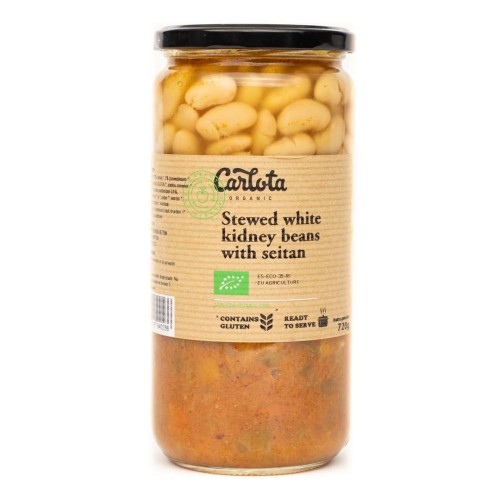 POTRAWKA Z BIAŁEJ FASOLI Z SEITANEM I GRZYBAMI SHIITAKE BIO 350 g - CARLOTA