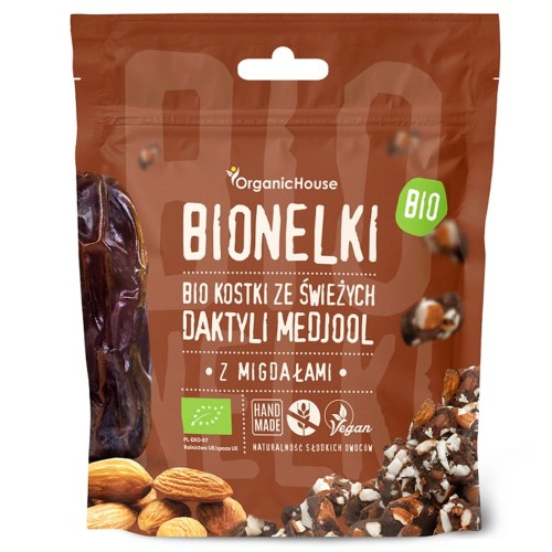 PRALINKI DAKTYLOWE Z MIGDAŁAMI BEZGLUTENOWE BIO 50 g - ORGANIC HOUSE (BIONELKI)