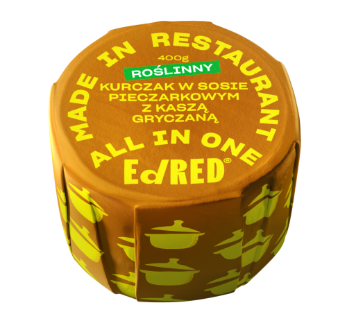 Roślinny Kurczak w Sosie Pieczarkowym z Kaszą Gryczaną 400 g - Ed Red