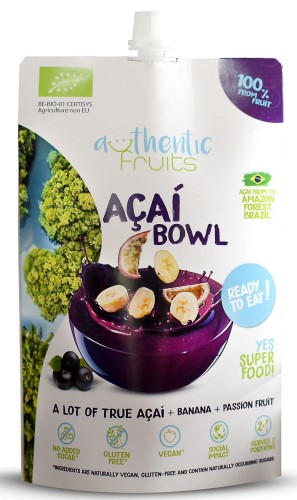 PRZECIER ACAI - BANAN - MARAKUJA BEZ DODATKU CUKRÓW BEZGLUTENOWY BIO 190 g - AUTHENTIC FRUITS