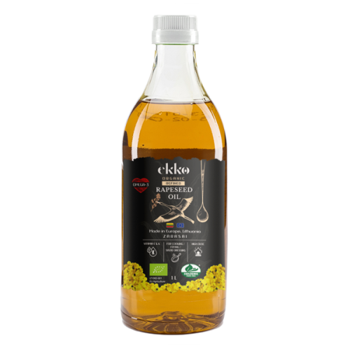 OLEJ RZEPAKOWY RAFINOWANY TŁOCZONY NA ZIMNO BIO 1 L - EKKO