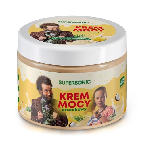 KREM ORZECHOWY O SMAKU BIAŁEJ CZEKOLADY Z OWOCAMI TROPIKALNYMI 250 g - SUPERSONIC