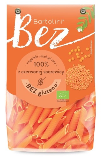 MAKARON PROTEINOWY Z SOCZEWICY CZERWONEJ PENNE BEZGLUTENOWY BIO 250 g - BARTOLINI