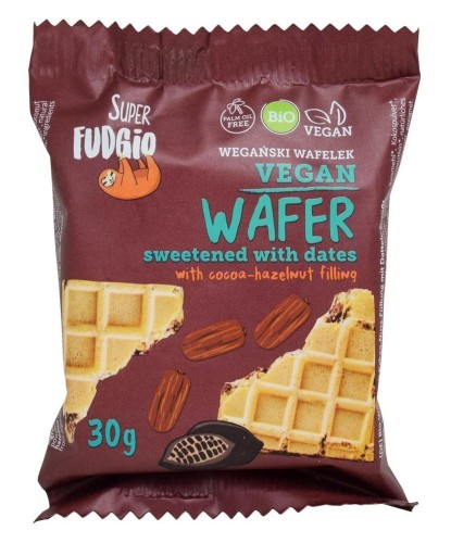 WAFELEK Z KREMEM KAKAOWO - ORZECHOWYM SŁODZONY DAKTYLAMI BIO 30 g - ME GUSTO SUPER FUDGIO