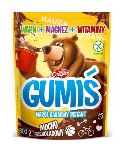 NAPÓJ KAKAOWY GUMIŚ Z WITAMINAMI, MAGNEZEM I WAPNIEM BEZGLUTENOWY 300 g - CELIKO