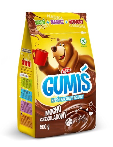 NAPÓJ KAKAOWY GUMIŚ Z WITAMINAMI, MAGNEZEM I WAPNIEM BEZGLUTENOWY 500 g - CELIKO
