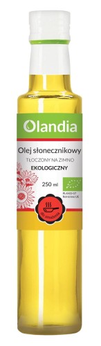 OLEJ SŁONECZNIKOWY DO SMAŻENIA TŁOCZONY NA ZIMNO BIO 250 ml OLANDIA