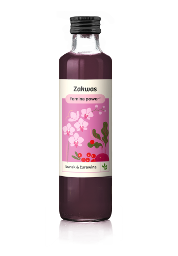 ZAKWAS Z BURAKA Z ŻURAWINĄ "FEMINA POWER" BIO 250 ml - DELIKATNA ZAKWASOWNIA