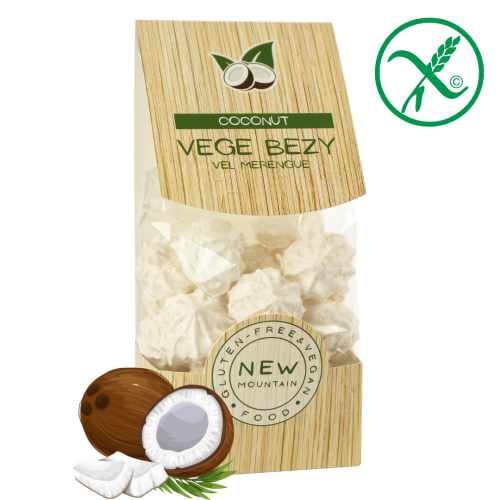 Wegańskie Bezy Kokosowe Bezglutenowe 70g New Mountain