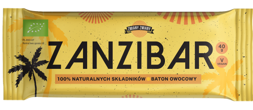 BATON OWOCOWY ZANZIBAR BEZGLUTENOWY BIO 40 g - ZMIANY ZMIANY