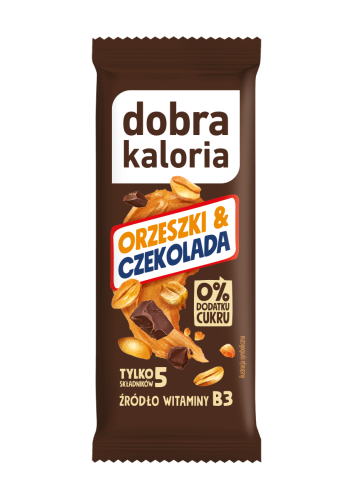 BATON DAKTYLOWY ORZESZKI & CZEKOLADA BEZ DODATKU CUKRU 35 g - DOBRA KALORIA