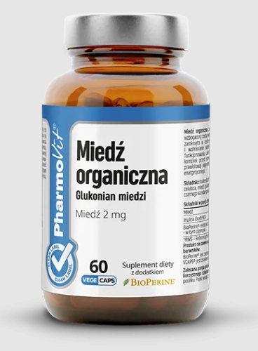 MIEDŹ ORGANICZNA (2 mg) BEZGLUTENOWA 60 KAPSUŁEK - PHARMOVIT