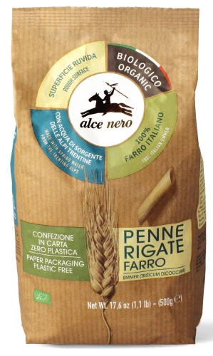 MAKARON Z PŁASKURKI PENNE BIO 500 g - ALCE NERO