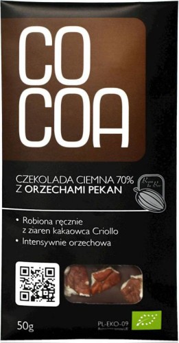 CZEKOLADA CIEMNA 70% Z ORZECHAMI PEKAN BIO COCOA 50G