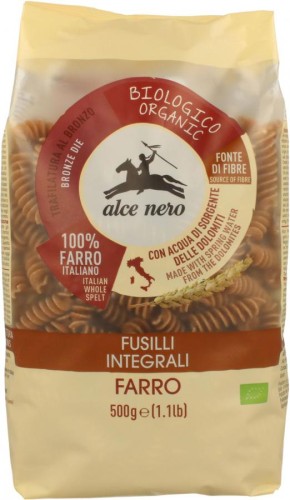 Makaron Orkiszowy Razowy Fusilli BIO 500g Alce Nero