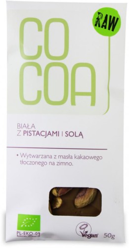 TABLICZKA BIAŁA Z PISTACJAMI I SOLĄ COCOA 50G