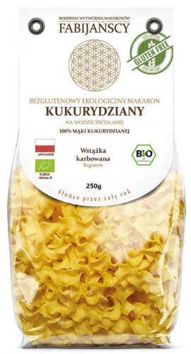 MAKARON KUKURYDZIANY WSTĄŻKA KARBOWANA BEZGLUTENOWY BIO FABIJAŃSCY 250G