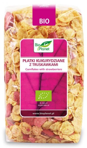 PŁATKI KUKURYDZIANE Z TRUSKAWKAMI BIO PLANET 250G