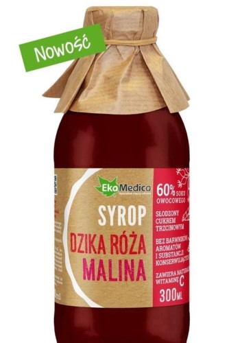 SYROP DZIKA RÓZA MALINA EKAMEDICA 300ML