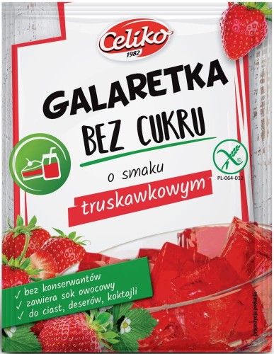 GALARETKA TRUSKAWKOWA BEZ CUKRU BEZGLUTENOWA CELIKO 14G
