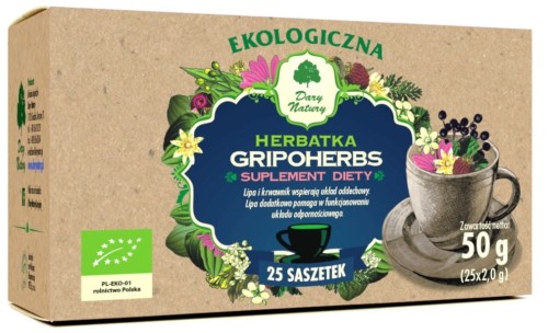 HERBATKA GRIPOHERBS BIO (25 x 2 g) 50 g - DARY NATURY